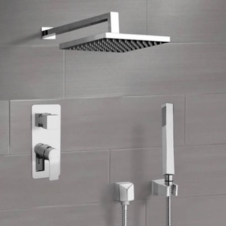 Shower Faucet Rain Shower System with Handheld, Square Rain Shower Head, Shower Faucet Set Remer SFH88